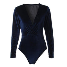 Velvet Jumpsuit Long Sleeve Sexy V-Neck Slim Women Rompers Ladies Evening Party Basic Wear Clothes Bodysuits#1521