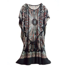 Vestido Above Knee, Mini 2015 Promotion Rushed Natural Party Dresses Women Retro Ethnic Print Boho Skater Batwing Mini Dress