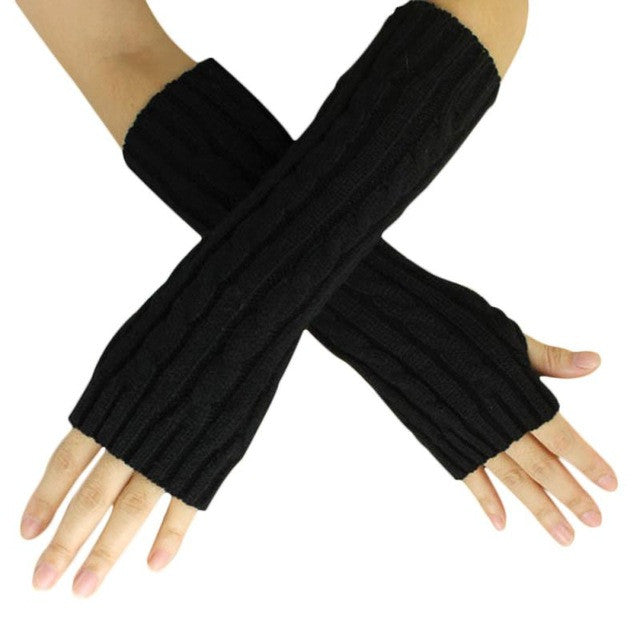 Warm Winter Gloves Women Knitted Warm Arm Fingerless Gloves Luvas De Inverno#A11