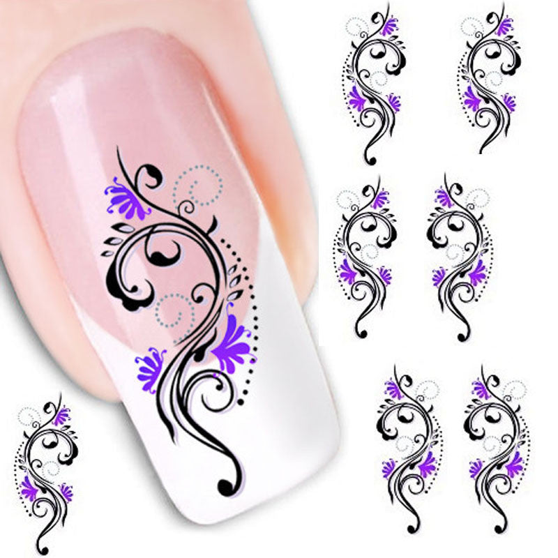 Water Transfer Slide Decal Sticker Nail Art Tips Toe Decoration XF1423