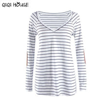 White Blouse Striped Patch Loose Long Sleeve Tops Sexy V-Neck Women Autumn Clothes Blusa Com Renda#A913