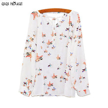 White Lace Blouse Chiffon Long Sleeve Loose Tops Ladies Office Printing Tether Floral Blouse Blusas Mujer#A117