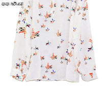 White Lace Blouse Chiffon Long Sleeve Loose Tops Ladies Office Printing Tether Floral Blouse Blusas Mujer#A117