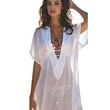 White Transparent Women Chiffon Tops Cover Up Swimsuit Beach Long Style Tee Shirt Bathing Tops Ladies #23