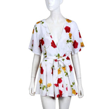 White elegant jumpsuit 2016 summer overalls Printing V Neck Short rompers womens jumpsuit summer Playsuit Bodysuit#3546