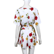 White elegant jumpsuit 2016 summer overalls Printing V Neck Short rompers womens jumpsuit summer Playsuit Bodysuit#3546