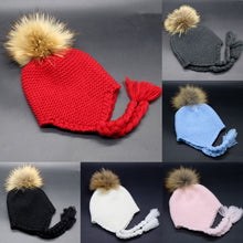 Winter 2016 Children Cute beanies knitted wool Skullies casual Hats For Boys Girls Faux fur pompom solid cap Kids Gorros