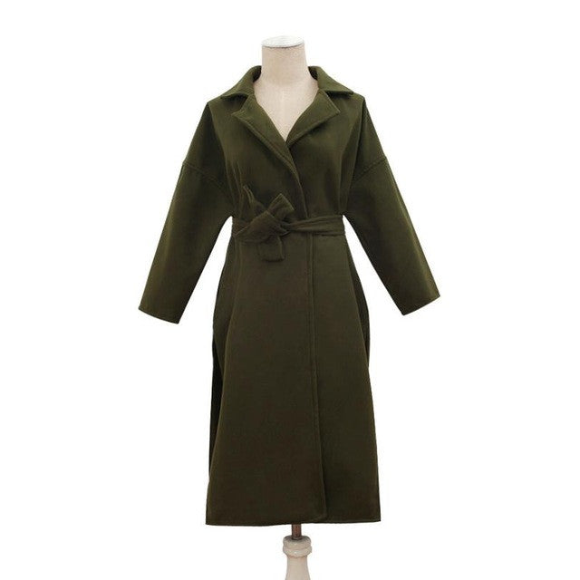 Winter Coat Lady Warm Long Windbreaker Elegant Army Green Parka Coat Lacing Loose Coat Casacos De Inverno Feminino#C115