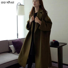 Winter Coat Lady Warm Long Windbreaker Elegant Army Green Parka Coat Lacing Loose Coat Casacos De Inverno Feminino#C115