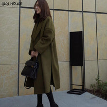 Winter Coat Lady Warm Long Windbreaker Elegant Army Green Parka Coat Lacing Loose Coat Casacos De Inverno Feminino#C115