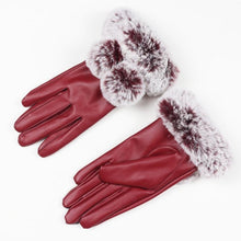 Winter Gloves Women Fur Cute Hairball Winter Warm Leather Gloves Elegant Luvas De Couro Winter Gloves #B817