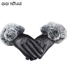 Winter Gloves Women Fur Cute Hairball Winter Warm Leather Gloves Elegant Luvas De Couro Winter Gloves #B817