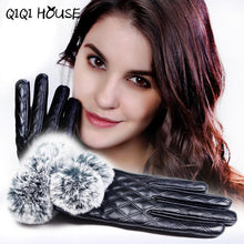 Winter Gloves Women Fur Cute Hairball Winter Warm Leather Gloves Elegant Luvas De Couro Winter Gloves #B817