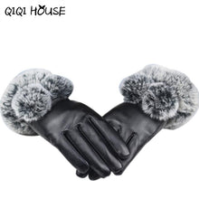 Winter Gloves Women Fur Cute Hairball Winter Warm Leather Gloves Elegant Luvas De Couro Winter Gloves #B817
