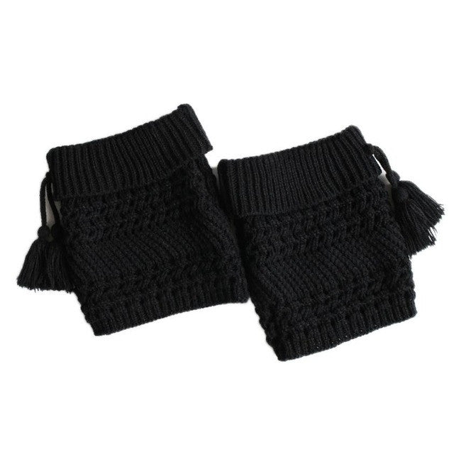 Winter Stockings Warm Autumn Knitting Tassel Solid Boots Cover Short Leg Warmers Calze Lunghe Donna#B824