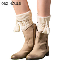 Winter Stockings Warm Autumn Knitting Tassel Solid Boots Cover Short Leg Warmers Calze Lunghe Donna#B824