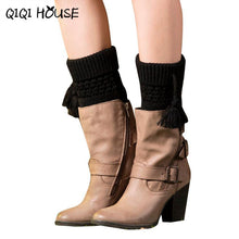 Winter Stockings Warm Autumn Knitting Tassel Solid Boots Cover Short Leg Warmers Calze Lunghe Donna#B824