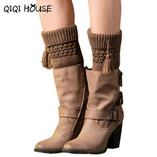 Winter Stockings Warm Autumn Knitting Tassel Solid Boots Cover Short Leg Warmers Calze Lunghe Donna#B824