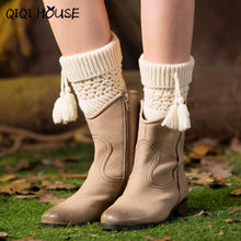 Winter Stockings Warm Autumn Knitting Tassel Solid Boots Cover Short Leg Warmers Calze Lunghe Donna#B824