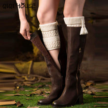Winter Stockings Warm Autumn Knitting Tassel Solid Boots Cover Short Leg Warmers Calze Lunghe Donna#B824