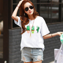 Woherb Causal Cactus Sequined T-shirt 2017 Summer Women Harajuku O-neck Short Sleeves Tops Tee Large Size Punk Shirts 33112