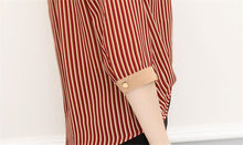 Woherb Fashion Batwing Sleeves Stripe Blouse 2017 V-neck Patchwork Shirt Button Design Office Lady Plus Size Chiffon Tops 33104