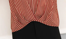 Woherb Fashion Batwing Sleeves Stripe Blouse 2017 V-neck Patchwork Shirt Button Design Office Lady Plus Size Chiffon Tops 33104