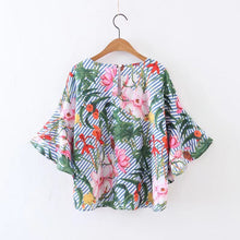 Woherb Summer Spring Bohemia Style Print Blouses New 2017 Fashion Blue Striped Blouse Ladies Blusas Women Tops Plus Size 72759