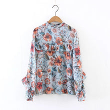 Woherb Summer Spring Floral Print Chiffon Blouses New 2017 Fashion Ruffles Blouse Button Ladies Blusas Women Tops Plus Size 2767