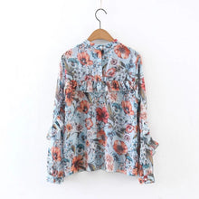 Woherb Summer Spring Floral Print Chiffon Blouses New 2017 Fashion Ruffles Blouse Button Ladies Blusas Women Tops Plus Size 2767