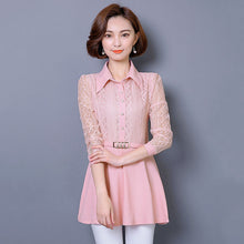 Woherb Woman Tops 2017 Lace Patchwork Blouses Long Sleeve Diamond Design Shirts Fashion Work Wear Tops Shirt Plue Size 5XL 33098