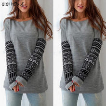 Woman Hoodies Patchwork Print Long Sleeve Autumn Pullovers Casual Loose Sweatshirts Blouse Polerones Mujer#C922