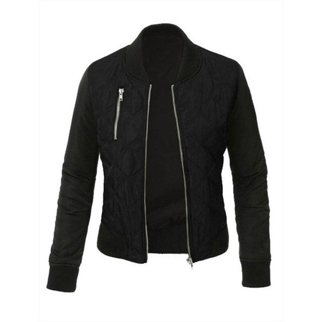 Woman Jacket Patchwork Thicken Zipper Autumn Winter Bombers Coats Colete Feminino De Inverno#C908
