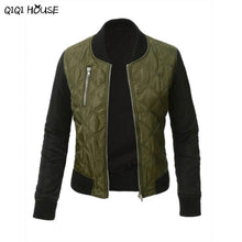 Woman Jacket Patchwork Thicken Zipper Autumn Winter Bombers Coats Colete Feminino De Inverno#C908