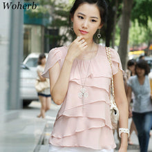 Woman Plus Size Shirts O-collar Office Wear Tops Butterfly Sleeve Pure Ruffle Patchwork Top Shirt Female Chiffon Shirt 33065