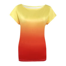 Woman Tshirt Top Gradient Color Casual Short Sleeve Loose Tops Summer Style Chemise Femme Ropa#B811
