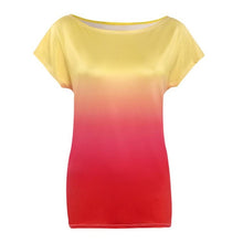 Woman Tshirt Top Gradient Color Casual Short Sleeve Loose Tops Summer Style Chemise Femme Ropa#B811