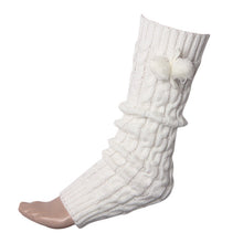Women Bowknot Boot Cuffs Warmer Chuzzle Knit Leg Sockings Winter warm Leg Warmer over the knee Plush Ball Socks