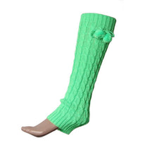 Women Bowknot Boot Cuffs Warmer Chuzzle Knit Leg Sockings Winter warm Leg Warmer over the knee Plush Ball Socks