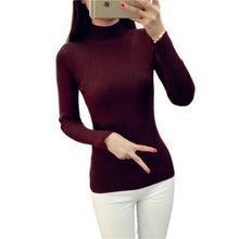 Women Cashmere Sweater fashion Slim Solid Autumn and Winter Knitted Warm Turtleneck Pullover Women Sweater 70083