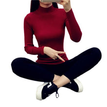 Women Cashmere Sweater fashion Slim Solid Autumn and Winter Knitted Warm Turtleneck Pullover Women Sweater 70083