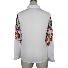 Women Clothes Butterfly Chiffon Blouse Long Sleeve Casual Turn-down Collar Spring Women Blouse Blusa De Renda#121