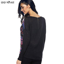 Women Clothes Printing Geometry Loose Long Sleeve Pullovers Tops Zipper Autumn Blouse Blusa Feminina#C928