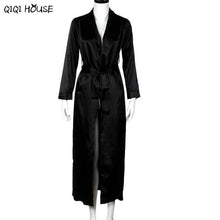 Women Coat Stain Elegant Windbreaker Women Sexy Casual Long Sleev Solid Long Coat Veste Femme#D901