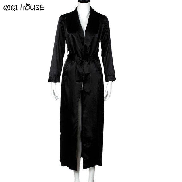 Women Coat Stain Elegant Windbreaker Women Sexy Casual Long Sleev Solid Long Coat Veste Femme#D901