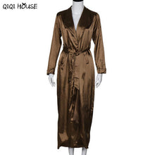 Women Coat Stain Elegant Windbreaker Women Sexy Casual Long Sleev Solid Long Coat Veste Femme#D901