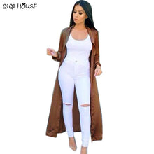 Women Coat Stain Elegant Windbreaker Women Sexy Casual Long Sleev Solid Long Coat Veste Femme#D901