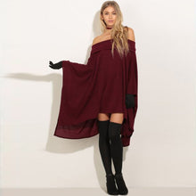 Women Dress Spring Summer 2017 Loose Batwing Sleeve Off Shoulder Slash Neck Sexy T Shirt Dress Side Split Mini Dresses Lady #23