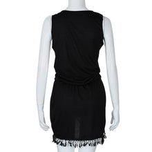Women Dresses Beach Tassel Deep V-Neck Solid Mini Off Shoulder Dress T Shirt Dress Vestido De Verano#B713