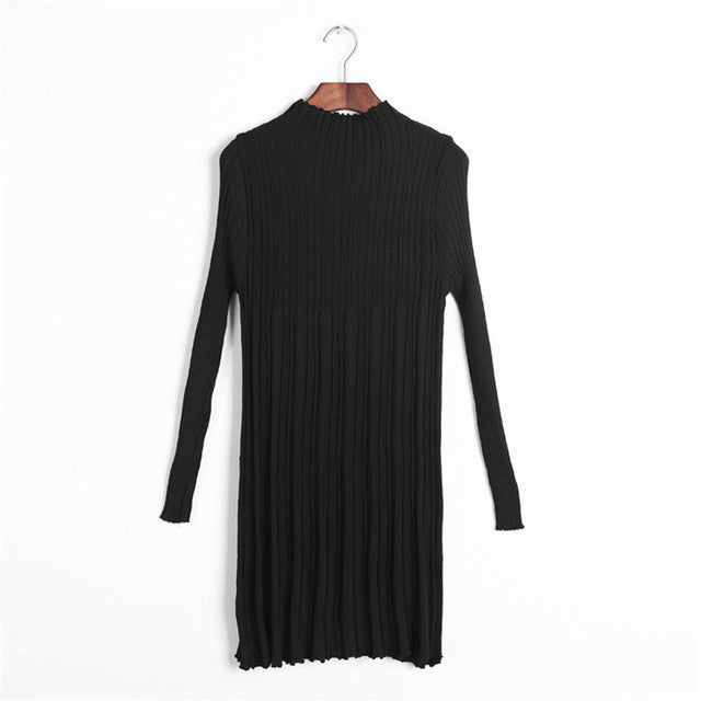 Women Fashion Autumn Winter New Sweater O-neck Knitting A-Line Plus Size Pullover Long 9 Colors Sweater 70243